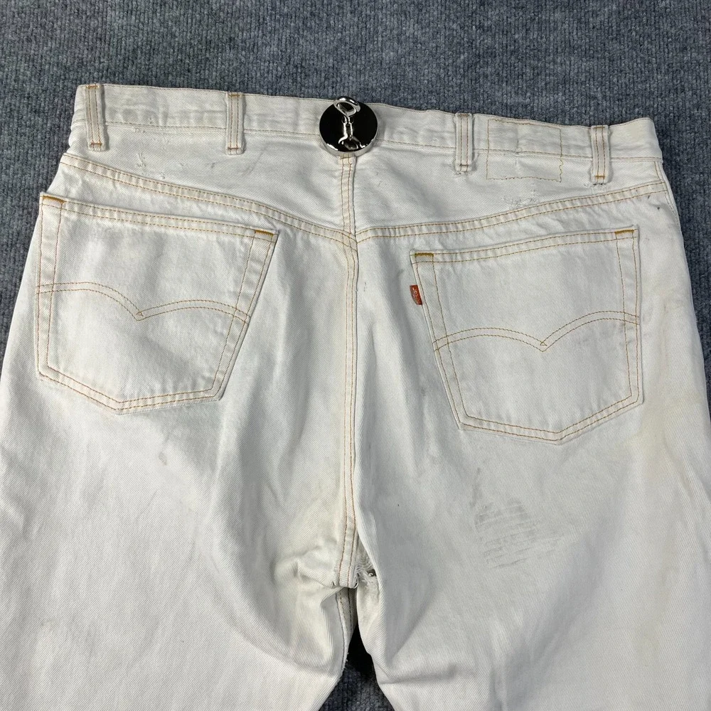 Levi's Jeans Men's‎ White Denim Contrast Stitch Classic Button Fly 38X27 - Flaw